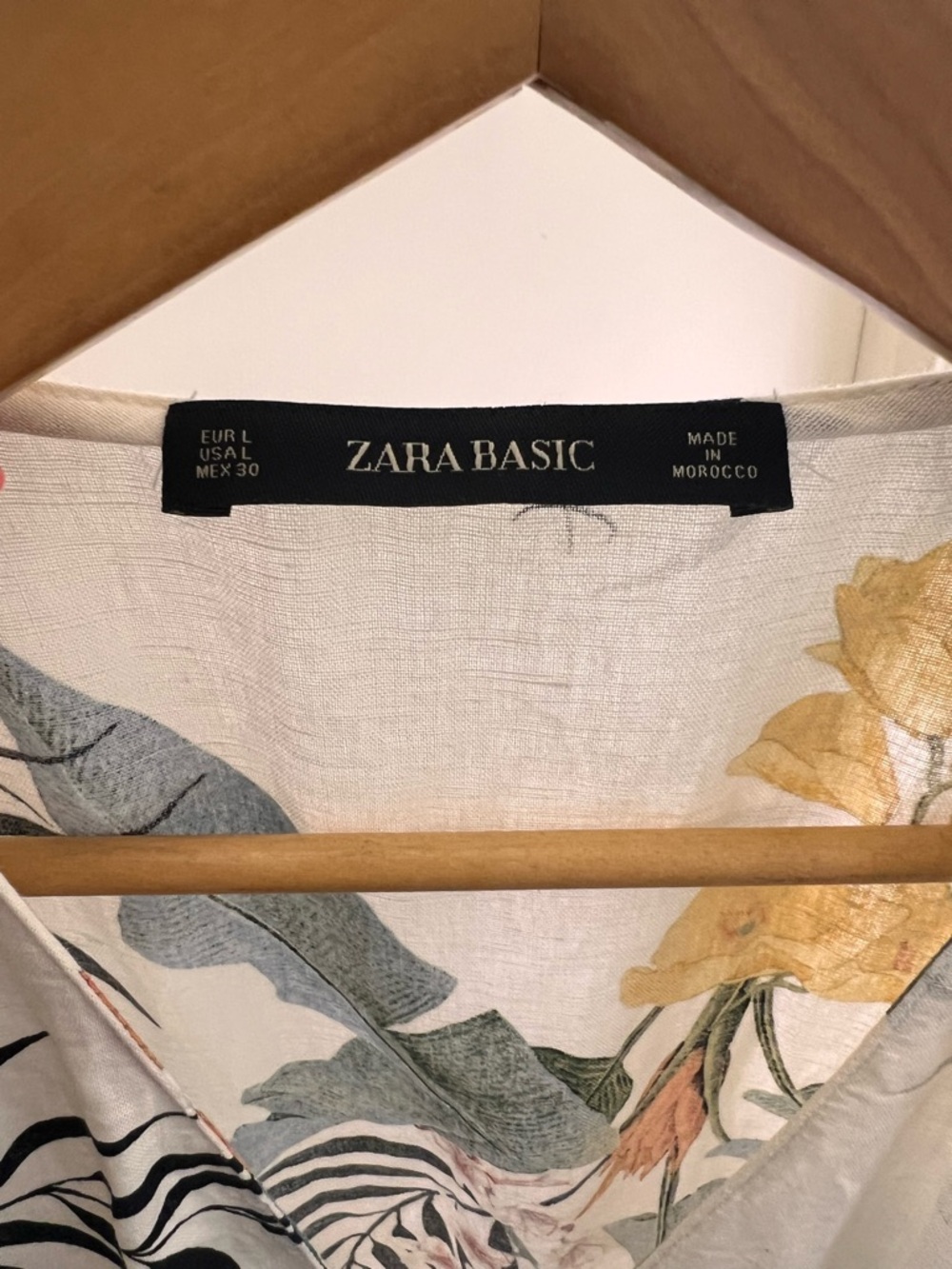 Zara Linen Blend Tropical Floral Wrap Dress Tie Front spring wedding guest dress - Picture 11 of 14
